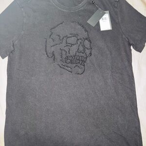 John Varvatos Men's Black Skull Graphic T-Shirt high end
